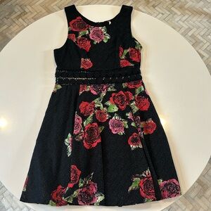 FREE PEOPLE Black With Red Rose Dress